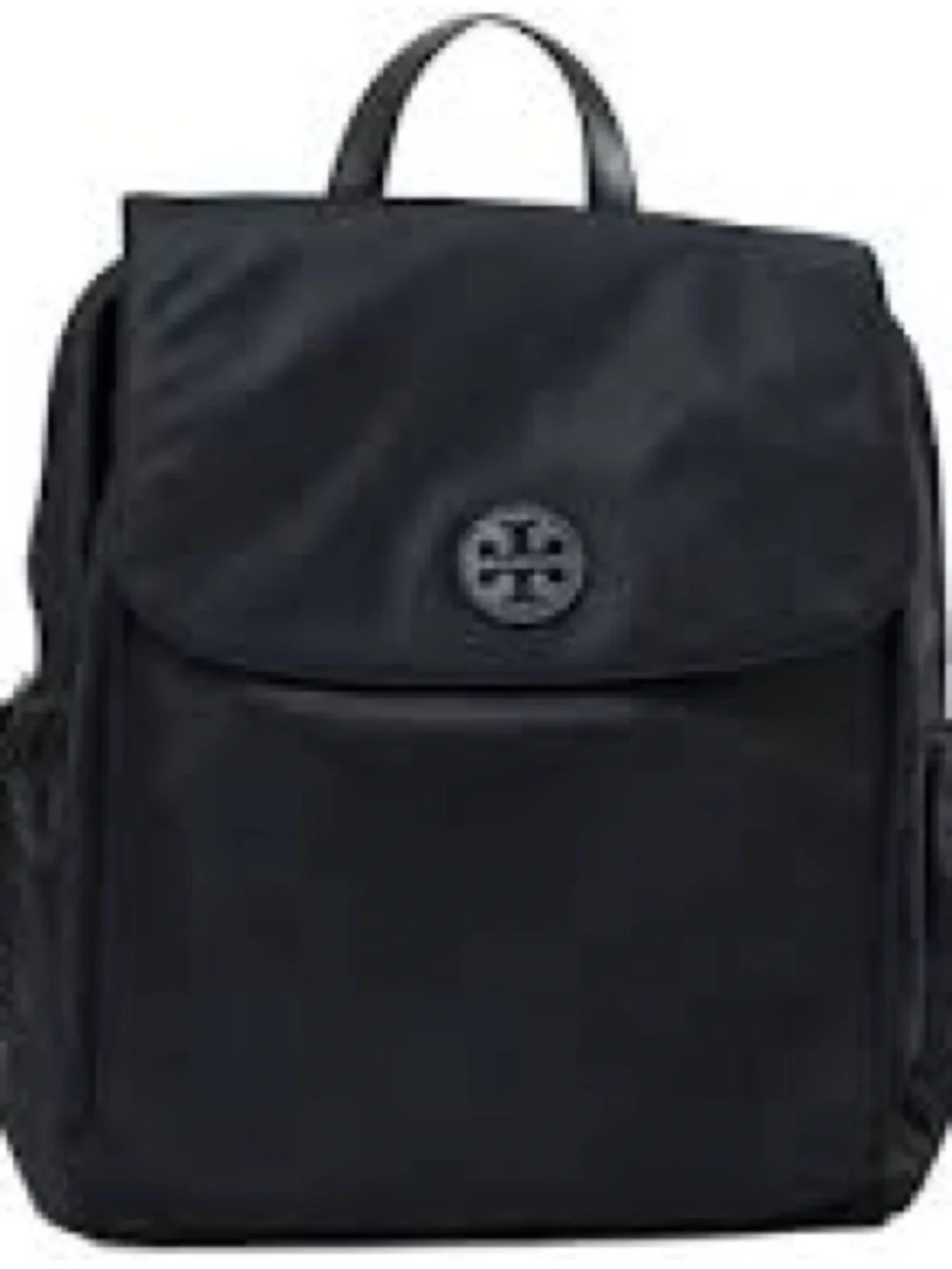 Tory Burch Black Nylon Backpack with Logo Flap